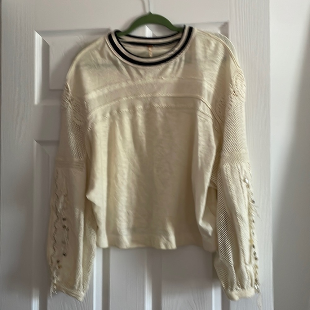 Free People Marakesh Crochet Knit Fringe Top